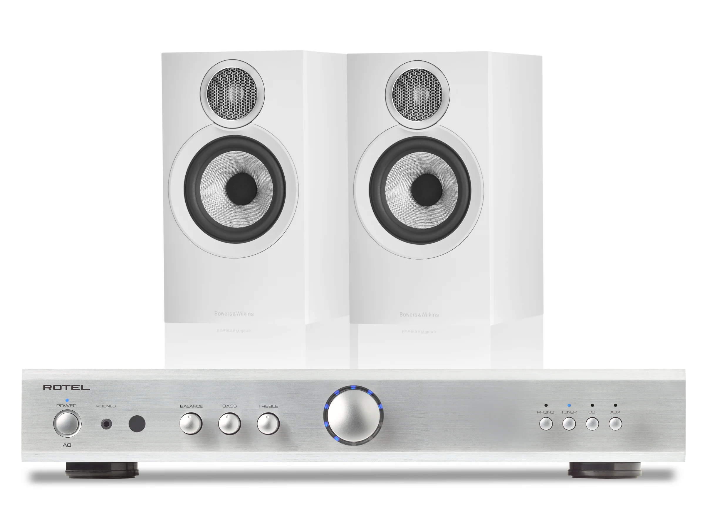 Rotel A8 with Bowers & Wilkins 607 S3 Bookshelf Speakers - Image 2