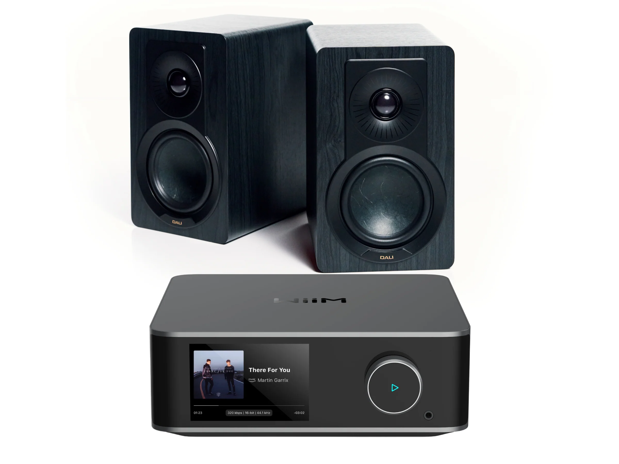 WiiM Amp Ultra with DALI KUPID Bookshelf Speakers