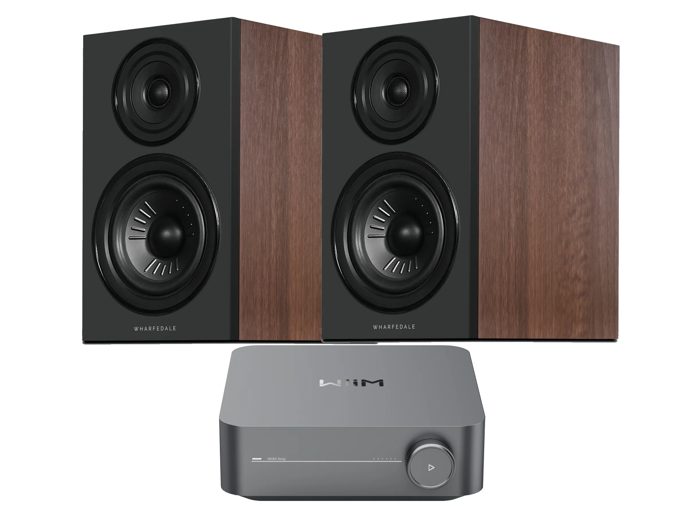 WiiM Amp with Wharfedale 12.2i Bookshelf Speaker - Image 2